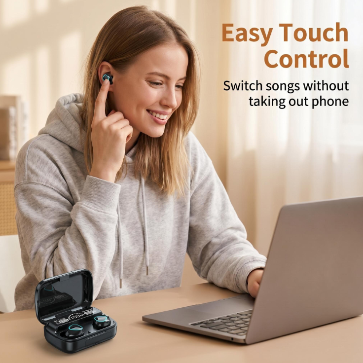 TWS Wireless Earbuds | LED Display Charging Case, Touch Control, Deep Bass