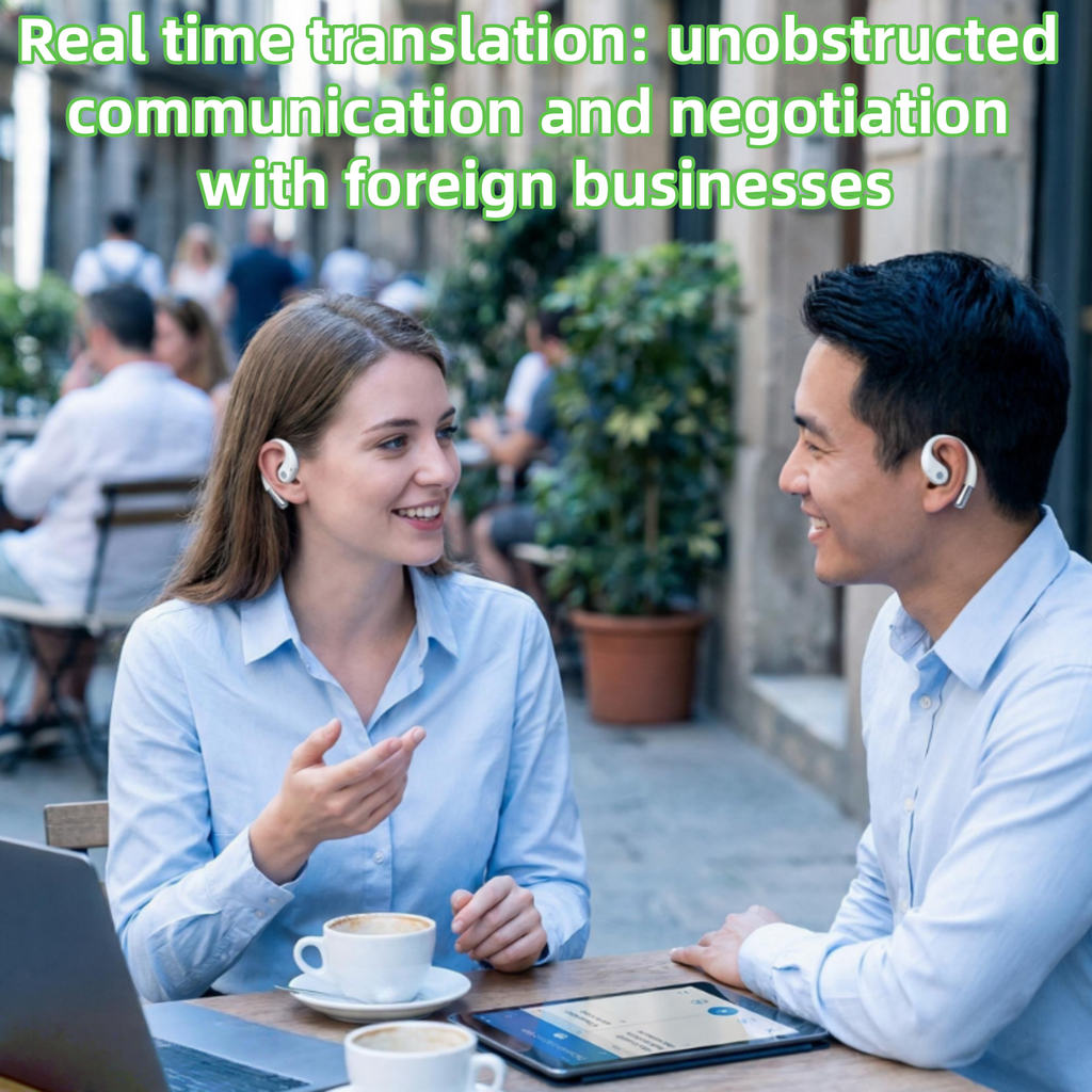 AI Real-Time Translation Earbuds | 80-Hour Battery, Deep Bass, IPX7 Waterproof