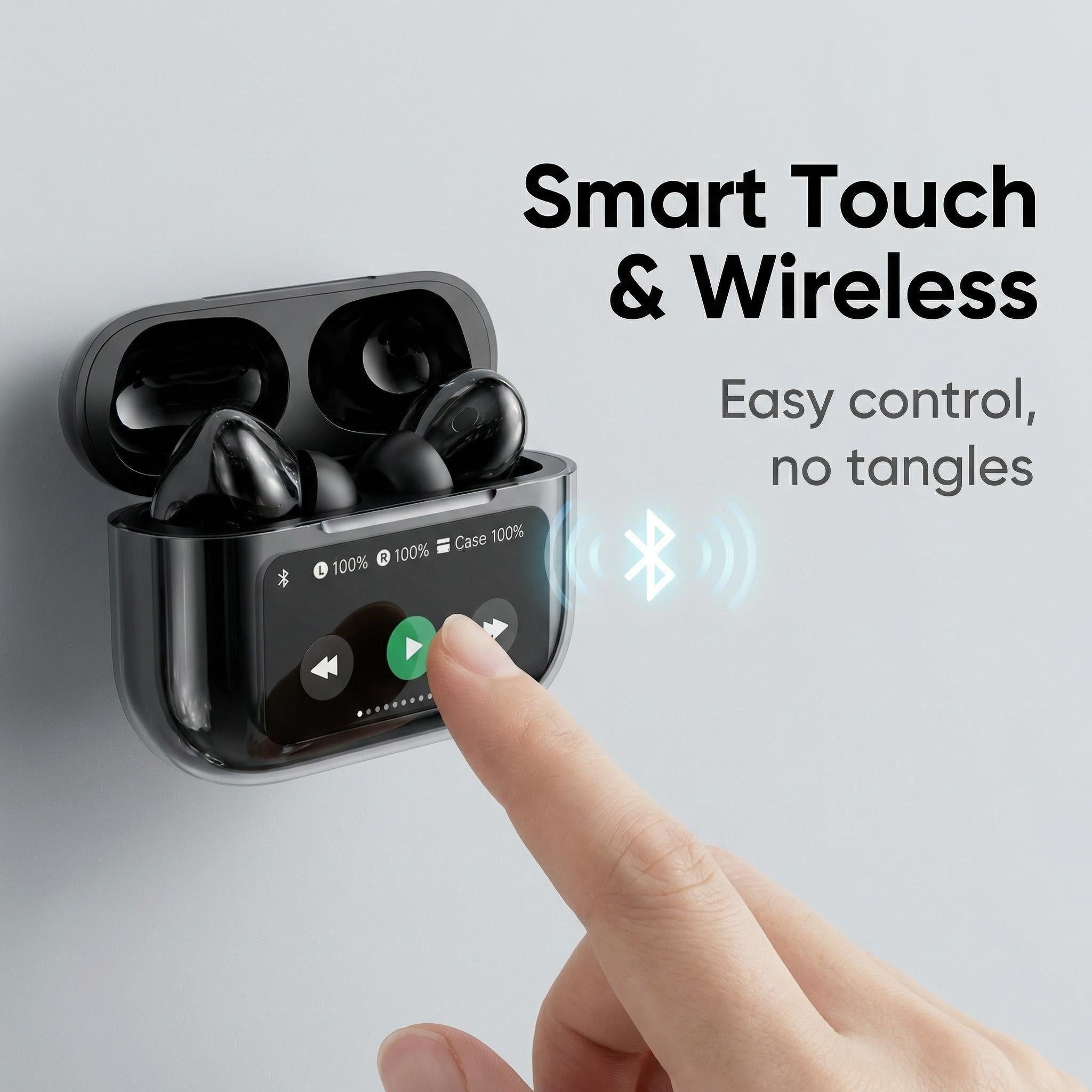 AI Real-Time Translation Earbuds | LED Display, Long Range, Active Noise Cancelling, IPX7