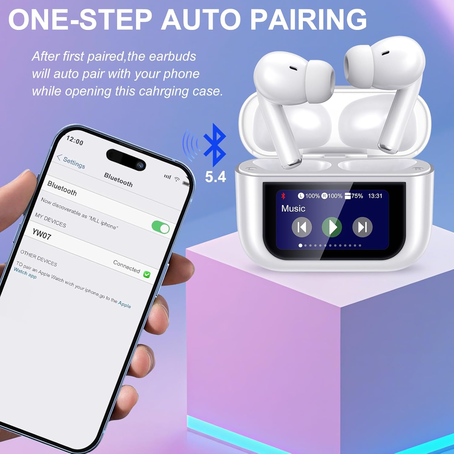 AI Real-Time Translation Earbuds | LED Display, Long Range, Active Noise Cancelling, IPX7
