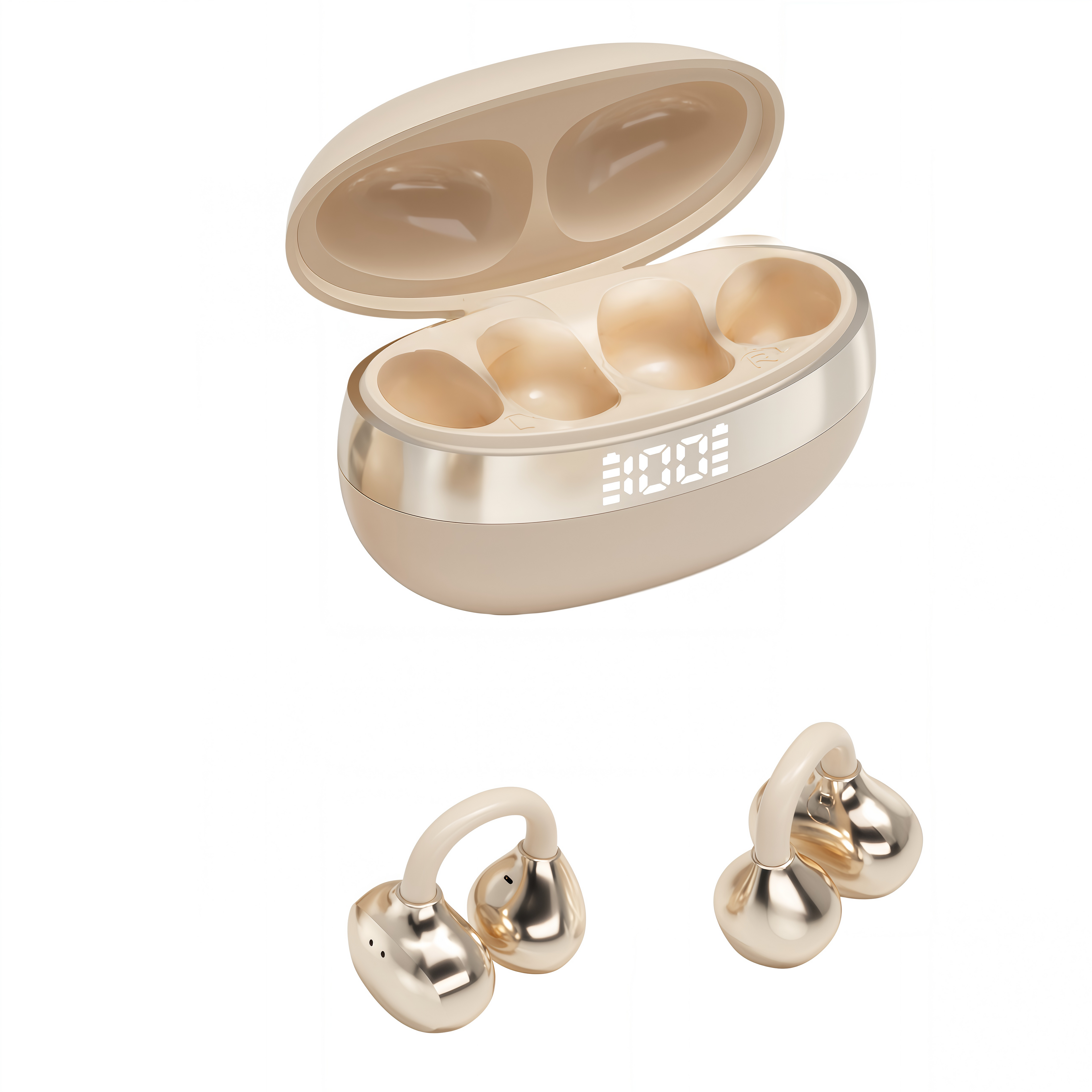 Ear Clip AI Translation Earphones | Bluetooth 6.0, Noise Cancelling, Open Ear