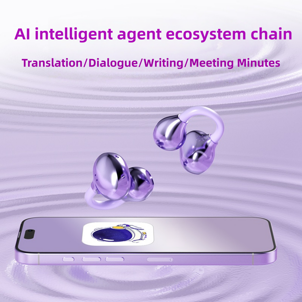 Ear Clip AI Translation Earphones | Bluetooth 6.0, Noise Cancelling, Open Ear