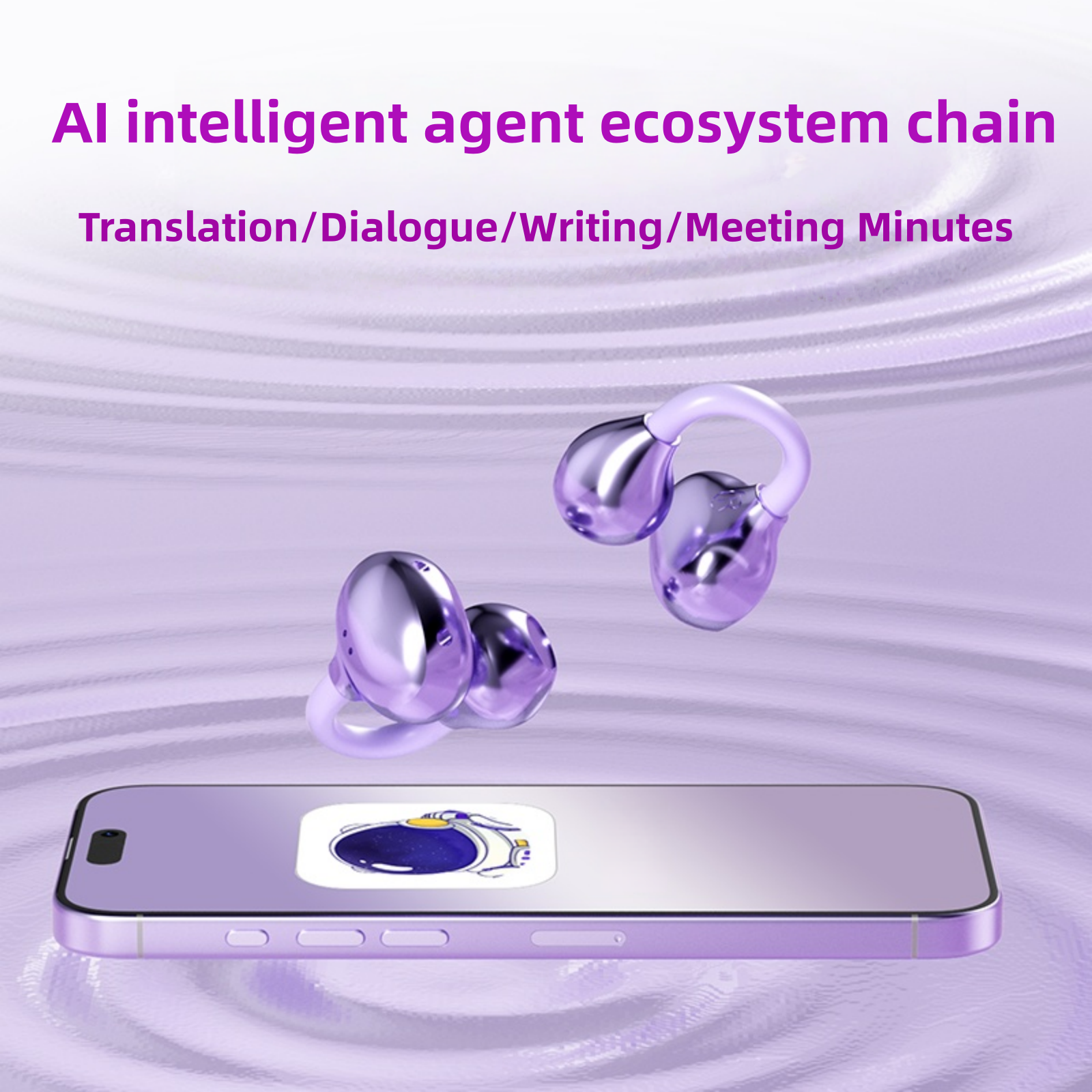 Ear Clip AI Translation Earphones | Bluetooth 6.0, Noise Cancelling, Open Ear