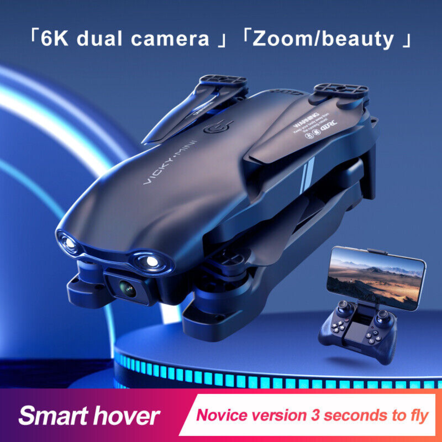 V13 RC Drone | 6K HD Dual Camera, WiFi FPV, Foldable Quadcopter, 2 Batteries