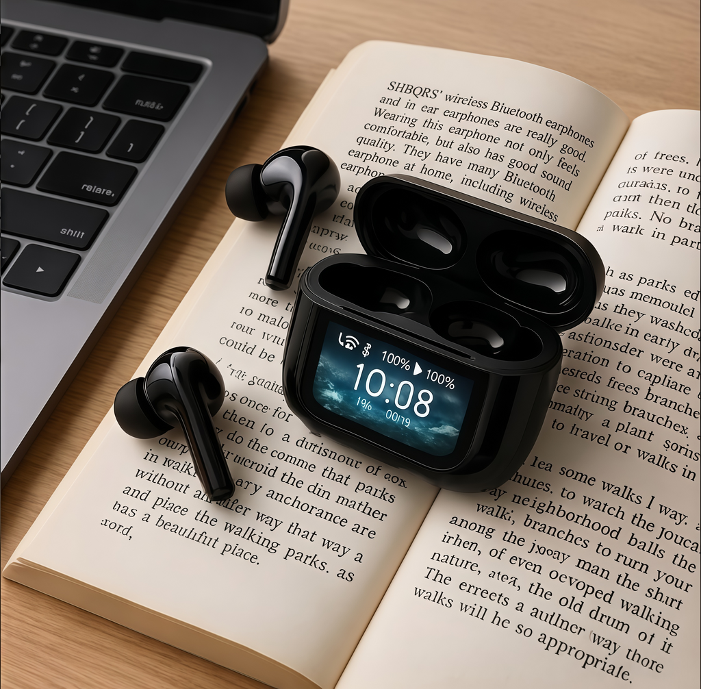 AI Real-Time Translation Earbuds | LED Display, Long Range, Active Noise Cancelling, IPX7
