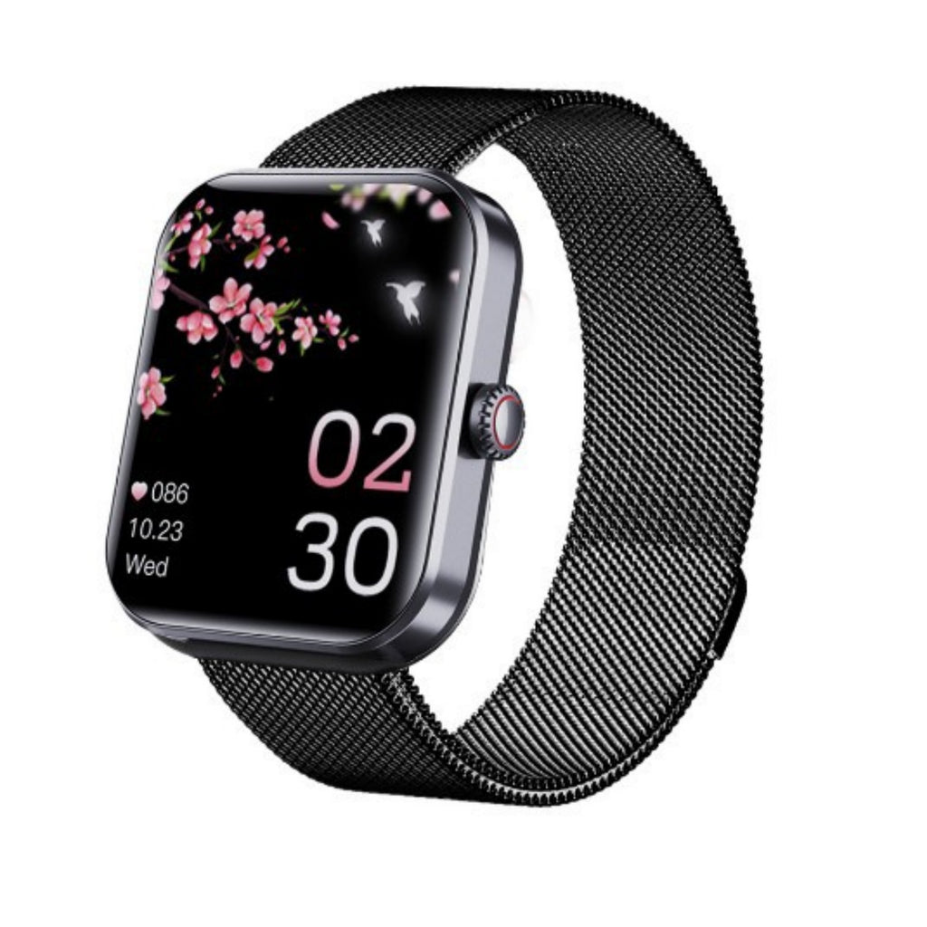 Smart Wristband with Heart Rate and Blood Pressure Monitors, Stainless Steel Strap, Capable of Making Phone Calls