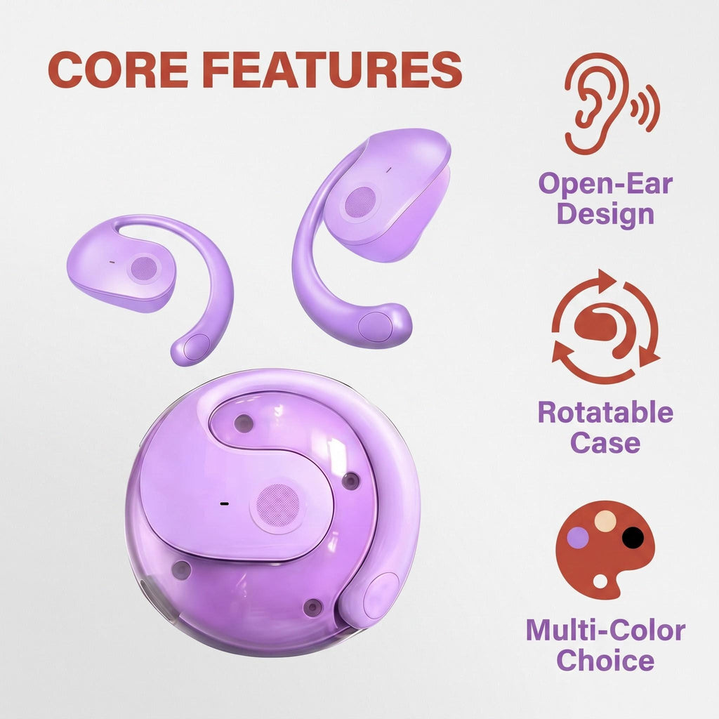 Open Ear Wireless Earbuds | Bluetooth 5.0, Touch Control, Active Noise Reduction