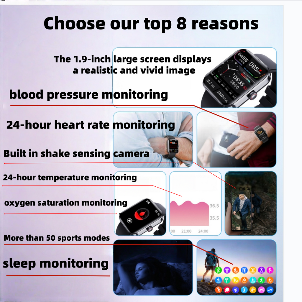 Smart Wristband with Heart Rate and Blood Pressure Monitors, Stainless Steel Strap, Capable of Making Phone Calls