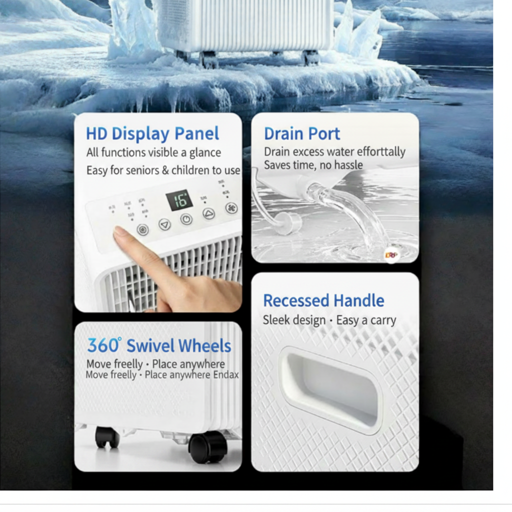 2026 Portable Mobile Air Conditioner | 4000W Cooling, 120° Wide-Angle, Ultra-Quiet, 4-in-1