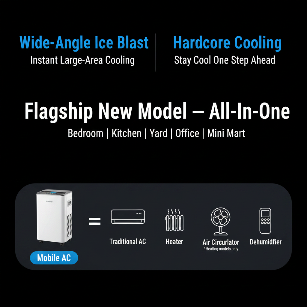 2026 Portable Mobile Air Conditioner | 4000W Cooling, 120° Wide-Angle, Ultra-Quiet, 4-in-1